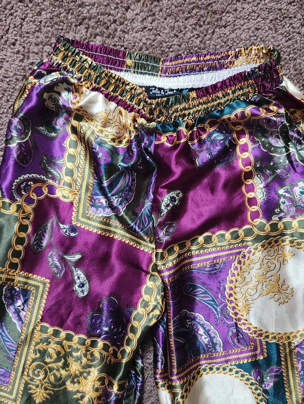 Silky Scarf Printed Pants
